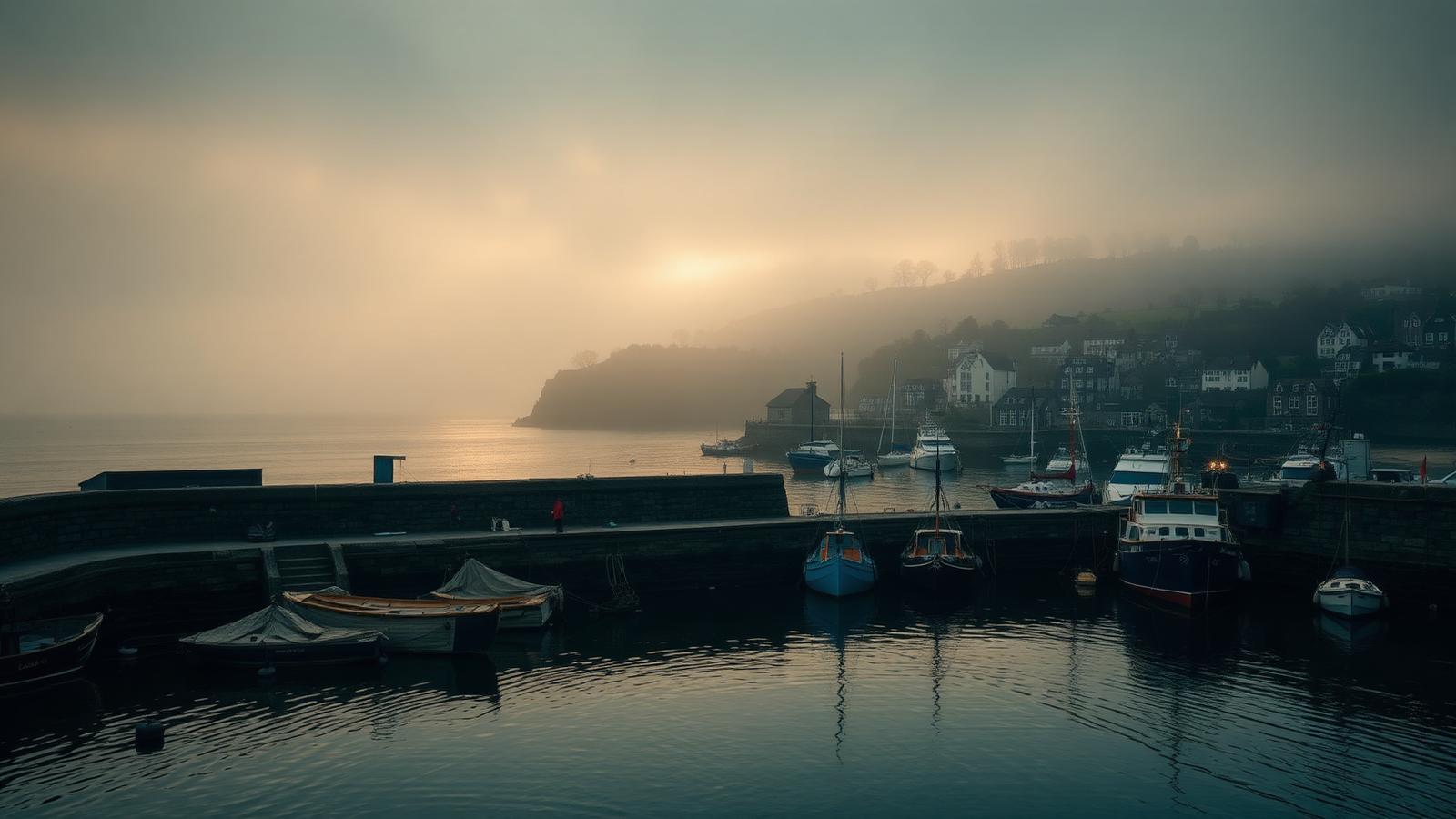 Cornish harbour at golden hour